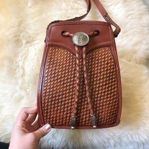 100% REAL LEATHER western bucket bag